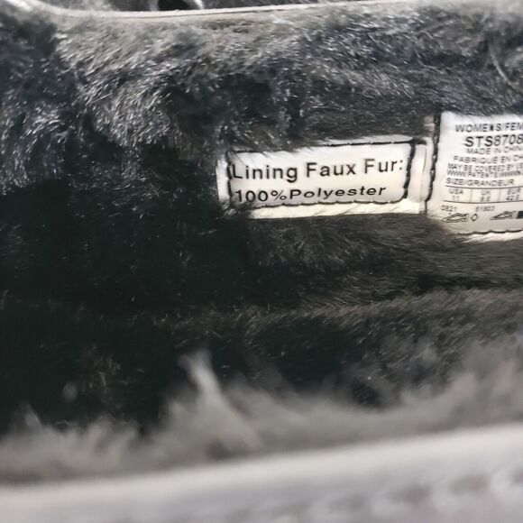 NEW!! Women Sperry SIZE 11 Black Authentic Faux Fur Float Boat Shoe Slip On - Picture 9 of 12